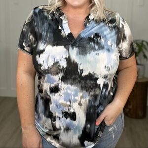 White Birch 2X V-Neck Silky Blouse